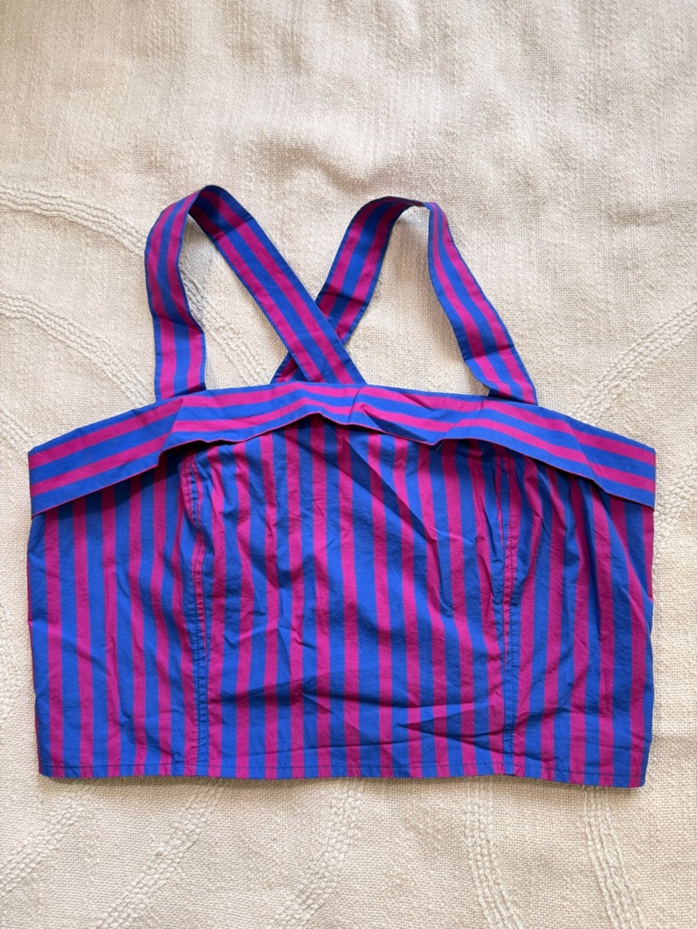 Banana Republic Large Blue & Magenta Striped Cropped Tank Top Adjustable Straps